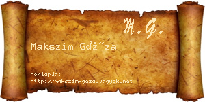 Makszim Géza névjegykártya