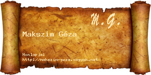 Makszim Géza névjegykártya