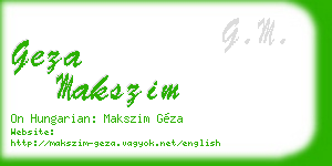 geza makszim business card